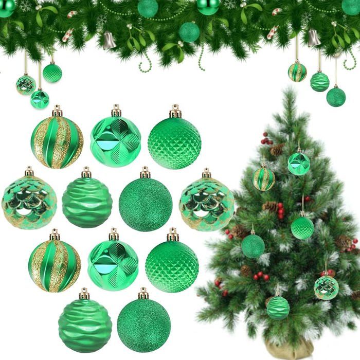 Lot de 12 boules de Noël décoratives pour sapin de Noël, ampoules