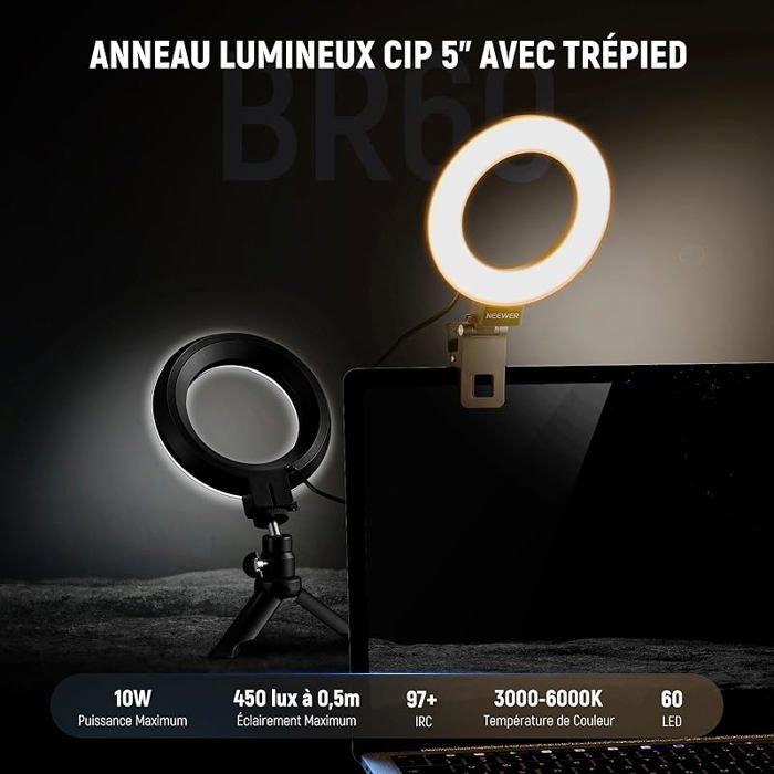 Ring Light 5& 34; avec Mini Trépied pour Vidéoconférence Kit Streaming ...