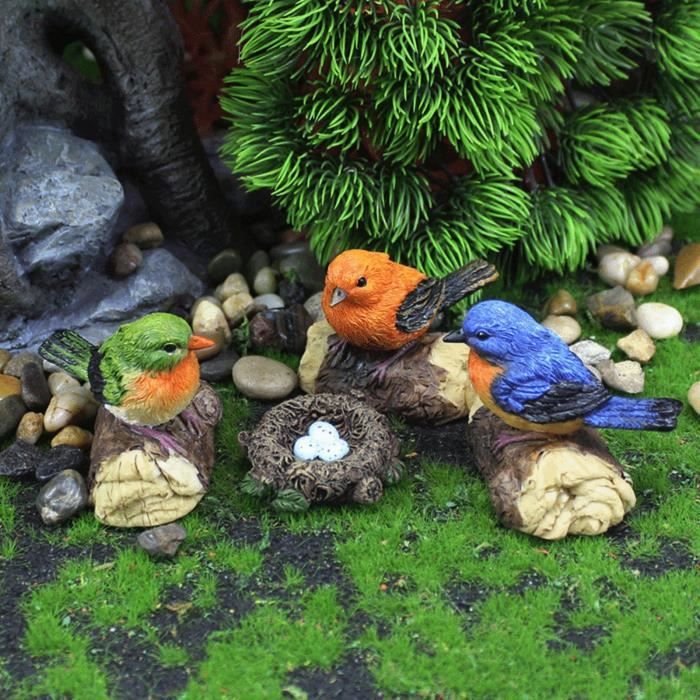 Accessoires de jardin de fées, décoration d'oiseaux de jardin de