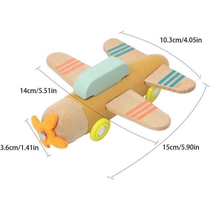 Avion En Bois Naturel – Jouet Bébé Dès 1 An – Fabriqué à La Main En Hêtre – Sans BPA – 11 Cm – Cadeau Sécurisé