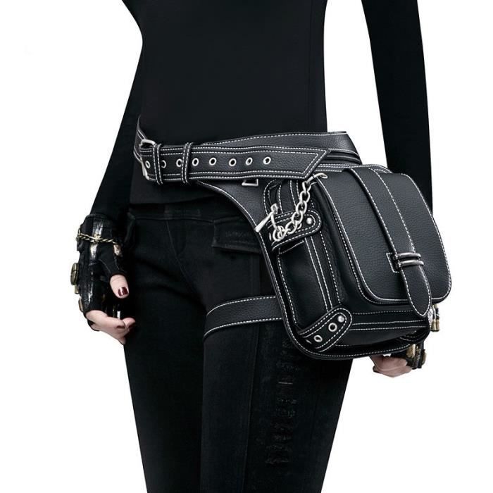 Sac banane pour Femme Steampunk et Autour de la Taille la Jambe l et la ttes pour tte d Exterieur Cyberpunk Black C4688 Cdiscount Bagagerie Maroquinerie