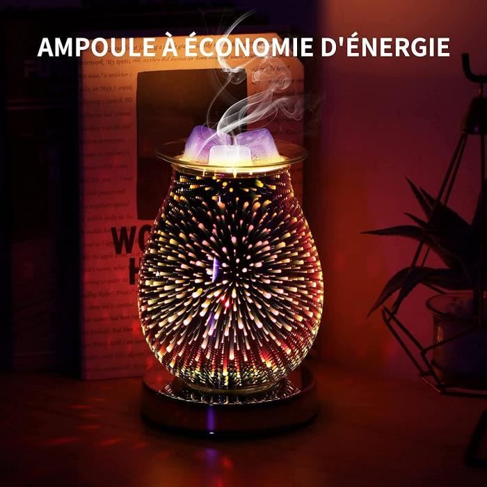 Lampe à Parfum électrique Brûleur Fonte De Cire Feux D'artifice 3D Diffuseur D'huile Parfumée, Chauffe-Cire De Veilleuse Pour Décor Yoga Spa Chambre à Coucher-Cadeau De Noël