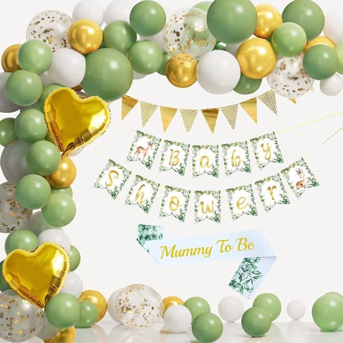 Decoration Baby Shower Garcon Fille Kit Ballon Bapteme Vert Avec