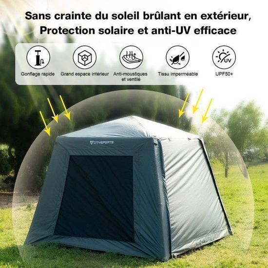 Tente Gonflable 2-4 Places – Glamping Pop-up Avec Pompe, 4 Saisons, Oxford Imperméable, Anti-UV, Pour Famille Et Groupe