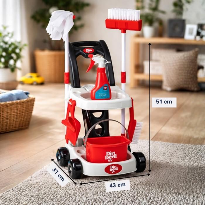 Smoby Chariot de Ménage Aspirateur France Chariot de nettoyage maniable