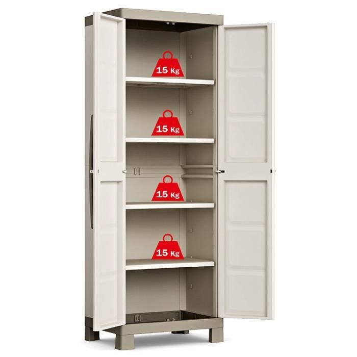 Armoire de rangement KETER EXCELLENCE 2 portes, 4 étagères réglables