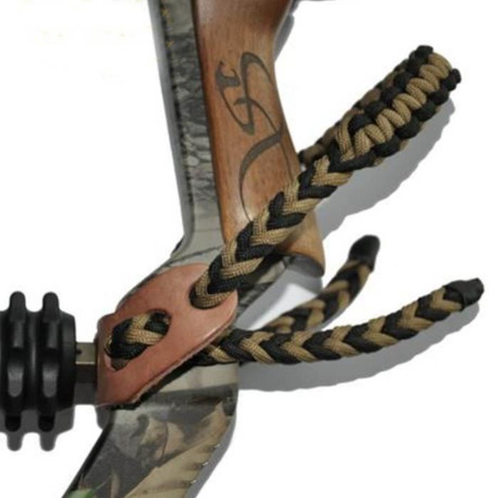 VBESTLIFE élingue de poignet de tir à l'arc Archery Bow Wrist Sling  Réglable Corde Tressée Corde Chasse pour Arc à Poulies