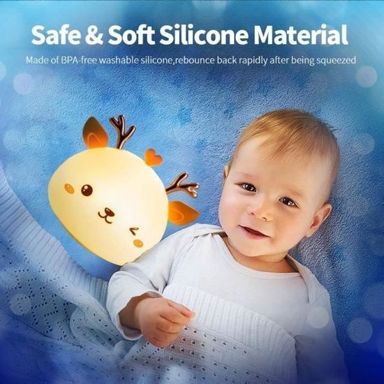 Veilleuse Bebe Veilleuse Enfant Rechargeable Led Lampe Cerf Multicolore Avec Controle Tactile Cdiscount Maison