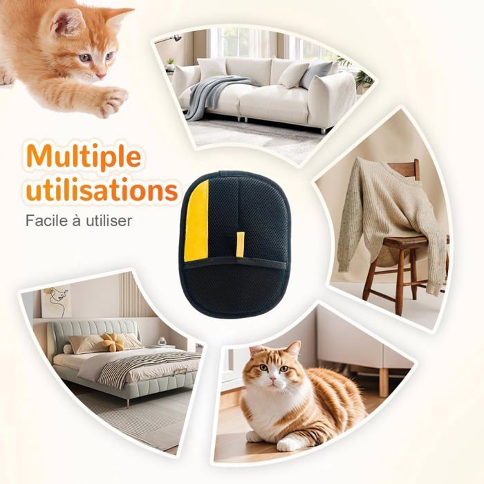 2 Brosse Anti-Poils Animaux Réutilisable - Attrape Poils Chien Chat Pour Canapé, Tapis, Vêtements, Voiture - Sans Pile Électrostatique