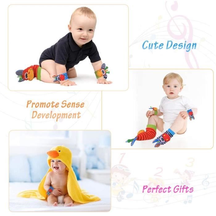 Hochets de poignet pour bébé, détecteur de pied, hochet, chaussette, jouet  pour tout-petit, bracelet à main, dragonne, jouets pour nouveau-né, 0-12  mois - AliExpress