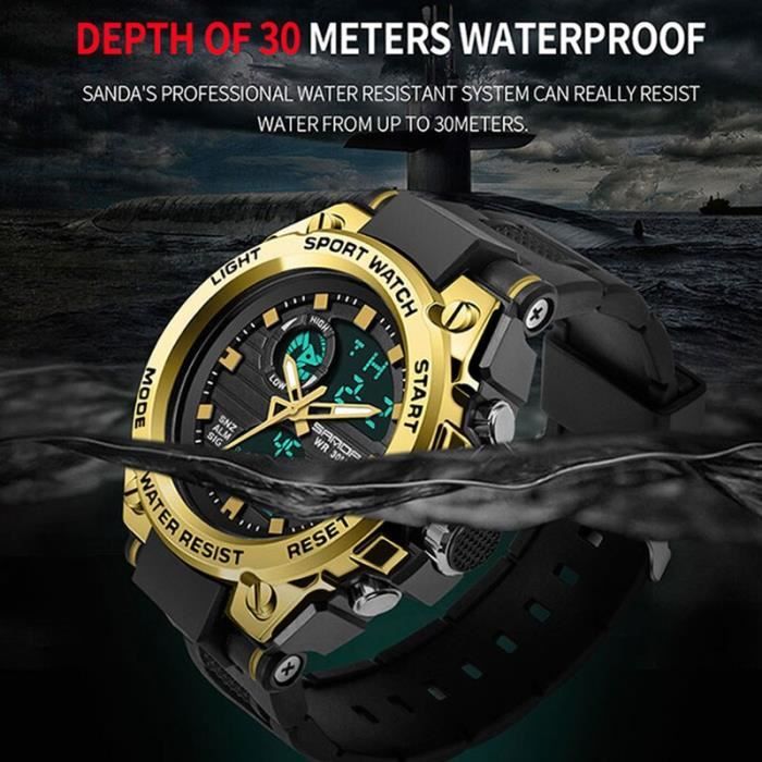 Taille Noir et argent G Shock Watches mens 2021 Military Sport