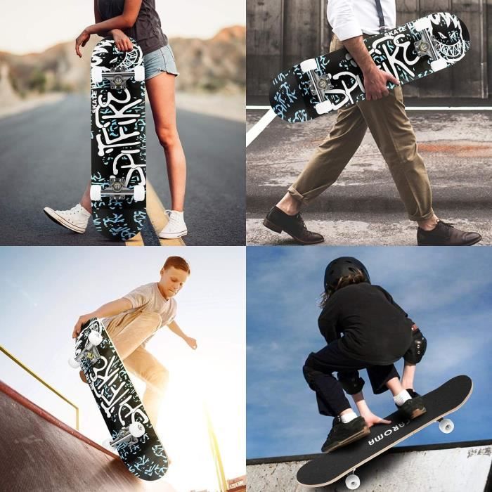 Planche à roulettes 7 Couches de Planches Planche de Skate complète en Bois  d'érable Longboards d'extérieur pour Adolescents Adultes débutants  Skateboard : : Sports et Loisirs