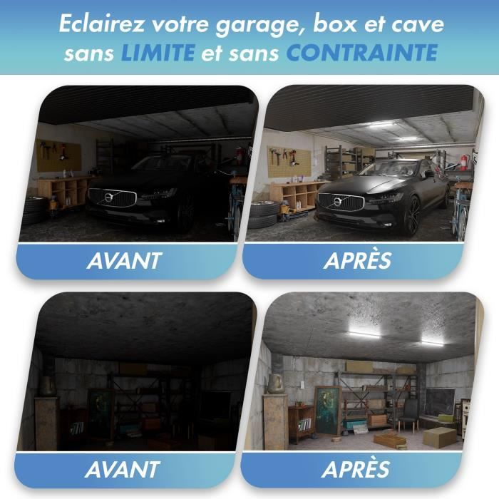 Kit éclairage sans fil sur batterie pour Garage Box Cave sans
