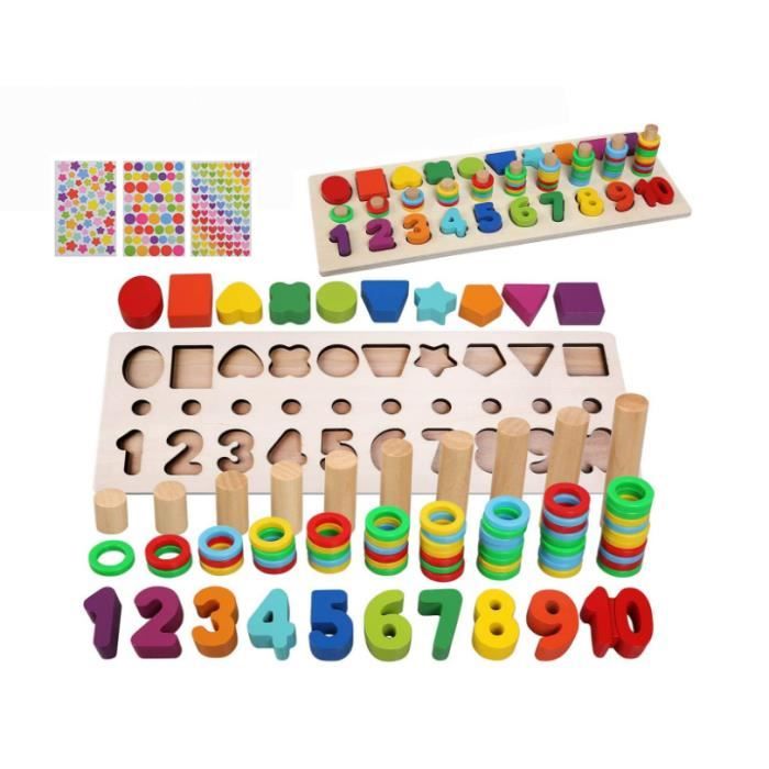 Jeux Puzzle Enfant 1 2 3 Ans by - Jouet Bebe Montessori pour Fille et Garçon  - Puzzle Animaux Nombres Figure Géométrique [165] - Cdiscount Jeux - Jouets