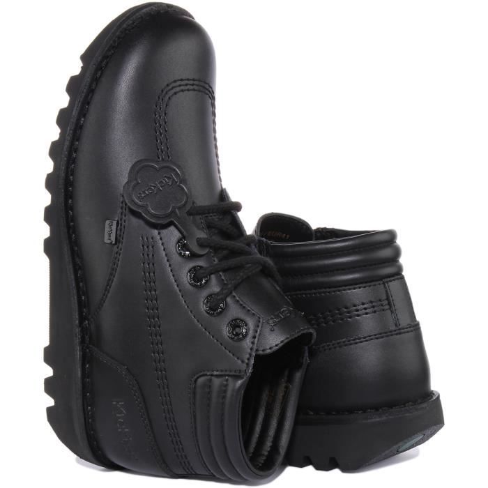 Cuir Kickers Botte Bottes Kickers Femme Meetkiknew Noir Noire Cuir