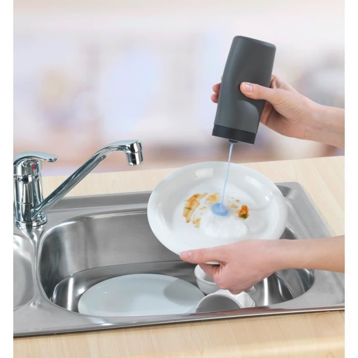 WENKO Distributeur Liquide Vaisselle Easy Squeez-e, distributeur produit  vaisselle cuisine, rutilisable, 250 ml, Silicone gris - Cdiscount Bricolage