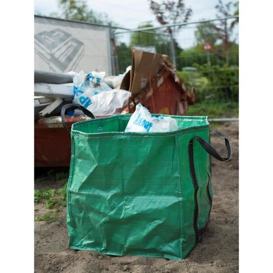 Vert 1 x 170 litres Auto-élévateur et stable 1 sac à déchets de jardin pop-up de 170 litres Sac à feuilles Sac de jardin Sacs de jardin pliables de 220 g/m² 