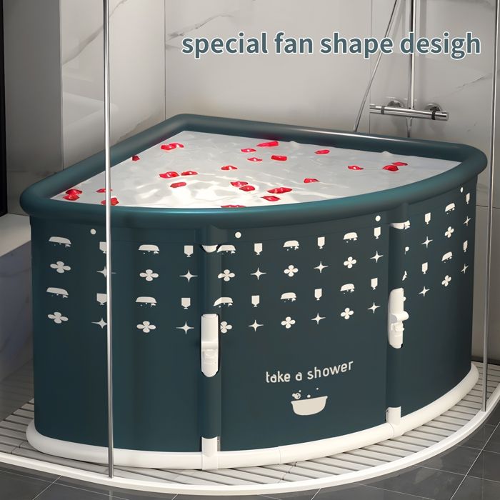 Baignoire Pliable Portable 75x70x25 Cm - Pataugeoire Pour Bébé Et Animaux Avec 3 Brosses En Silicone - Idéal Petites Salles De Bain