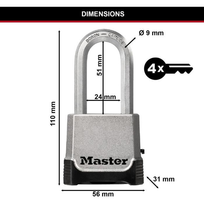 Cadenas De Sûreté Master Lock ZENEX - Rouge - Réf. 411RED - Thermoplastique - Paquet De 1