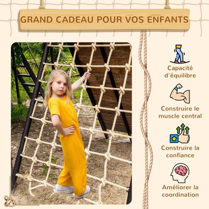 Filet D'escalade pour Enfants Polyester Corde Ladde Filet de Protection pour Aire de Jeux Anti-Chute, Parcours D'obstacles, BalançOires, Cabane Dans les Arbre(Size:91*274cm(3*9ft),Color:rouge / jaune