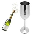 AYNEFY Coupe du vin Verres à champagne en verre en acier inoxydable 304Gobelets à boire 220ML pour le banquet du bar(argent )-0