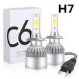 2PCS C6 Ampoule H7 LED Mini Phare de Voiture,6000K 36W 3800lm IP67 Étanche Anti Erreur pour MotoLumière-Blanc-0