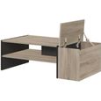 Table basse bar Gami - Made in France - Décor chêne noir - Style industriel - L 110 x P 60 x H 36 cm - YORI-0