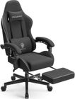 Chaise Gaming - Dowinx - Ergonomique - Support Lin - Repose-Pieds - Noir