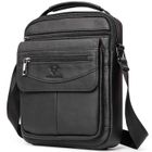 Sacoche HUMERPAUL Homme Grande Capacité Cuir Véritable Noir - Sac Bandoulière Espace Rangements Travail