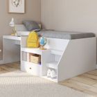 IDMARKET Lit combiné avec sommier, bureau et rangement LEOPOLD 90 x 190 cm blanc