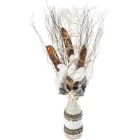 Atmosphera - Composition florale dans un vase osier H 50 cm Gris