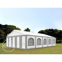Tente de réception TOOLPORT 5x10m gris-blanc en PVC 240g/m² étanche et résistante aux UV