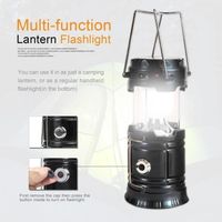 LED portable USB Rechargeable solaire camping Lanterne,Pliable en plein air Lumière de lampe de main de lumière ,noir~YJ7830