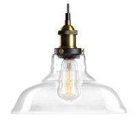 Luminaire suspendu en verre, Lantu Creative Vintage Industriel Finition en métal en verre transparente Ombre Loft Suspension Lampe