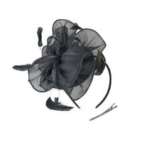 DAMILY® Chapeau Bibi Cérémonie - Plume Flexion Chapeau de Mariage Femme Fascinator Mariage Vintage Chapeau noir
