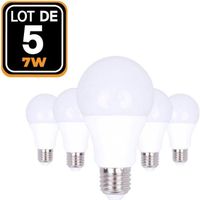 5 Ampoules LED E27 7W 6000K Blanc Froid Haute Luminosité
