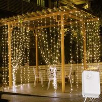Guirlande Lumineuse Rideau 304 LED Blanc chaud Lumineux 3M*3M 8 Modes d'Eclairage Etanche IP44 Déco Maison Fenêtre pour Noël