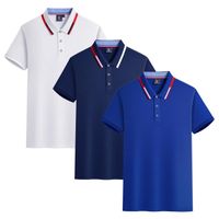 Lot de 3 Polo Homme Ete Manches Courtes T-Shirt Elegant Couleur Unie Top Respirant Tissu Confortable - Blanc/marine/bleu fonce