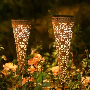 LAMPE DE JARDIN  Lampes solaires de jardin en métal, 2 pièces lampe