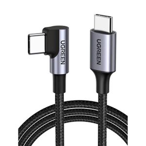 Cablecc Câble de données Micro USB 5 broches/USB-C 3.1 Type-C vers coudé à 90 degrés avec manchon pour tablette et téléphone 15 cm USB-C 3.1 Type-C 