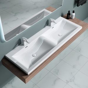 LAVABO - VASQUE Double lavabo vasque 144cm à encastrer lave main S