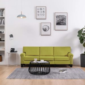CANAPÉ FIXE Canapé droit fixe 3 places - Confort Sofa Divan - Vert - Tissu - Contemporain scandinave