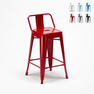 TABOURET MÉTAL moderne Paris inspiré de Tolix ROUGE