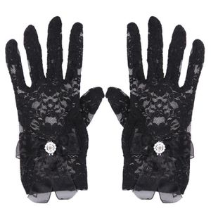 AC0849/NOIR 22 cm Paire de gants en dentelle noire 100% polyester AEC 
