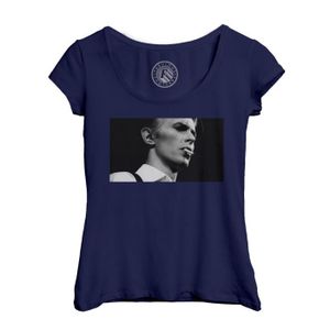 T-SHIRT T-shirt Femme Col Echancré Bleu David Bowie Cigare
