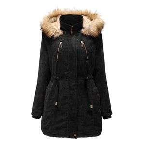 MANTEAU - CABAN Manteau d'hiver femme veste capuche velours côtelé
