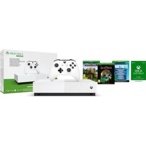 CONSOLE XBOX ONE Xbox One S All Digital + 3 Jeux Dématérialisés: Fortnite, Sea of Thieves et Minecraft + Abonnement Xbox Live Gold 1 Mois