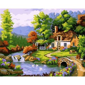 YALKIN 6 Packs de kits de peinture par numéros pour adultes, peintures de paysages urbains par numéros sur toile, peinture à l'huile colorée à faire soi-même sans cadre, peintures acryliques pour