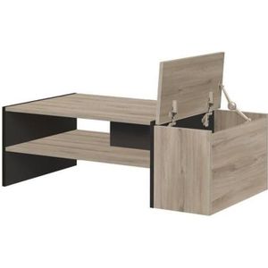 TABLE BASSE Table basse bar Gami - Made in France - Décor chêne noir - Style industriel - L 110 x P 60 x H 36 cm - YORI