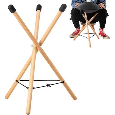 Support Triangulaire En Bois Pour Handpan / Tambour à Main - Réglable, Antidérapant - Hauteur 49-55 Cm, Bois De Hêtre